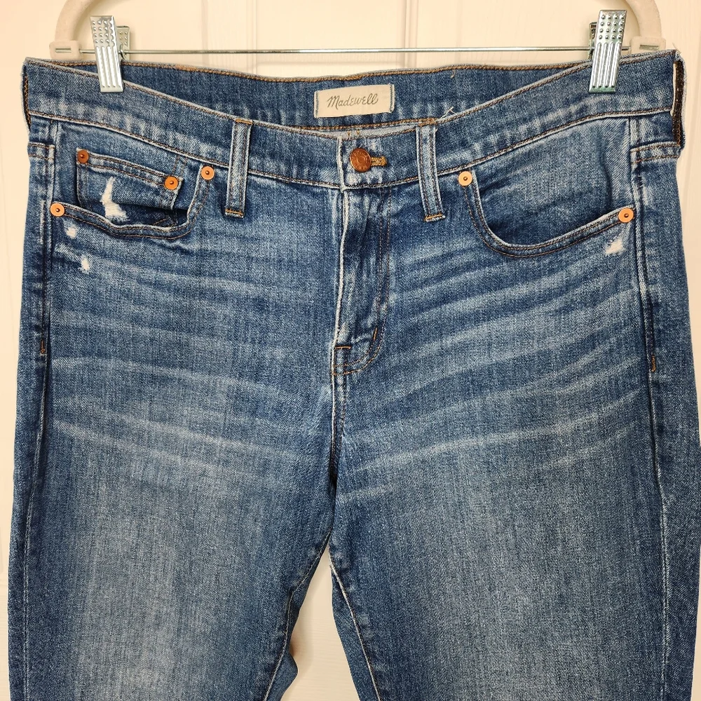 Madewell Slim Boyjean Size 30 Medium Wash Lighly Distressed - Picture 4 of 15
